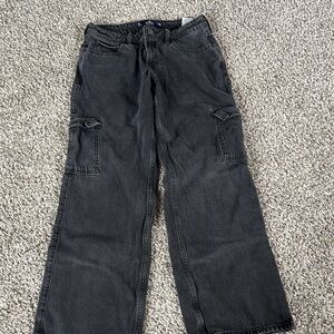 Hollister Black Flare Wide Leg Jeans Relaxed Fit